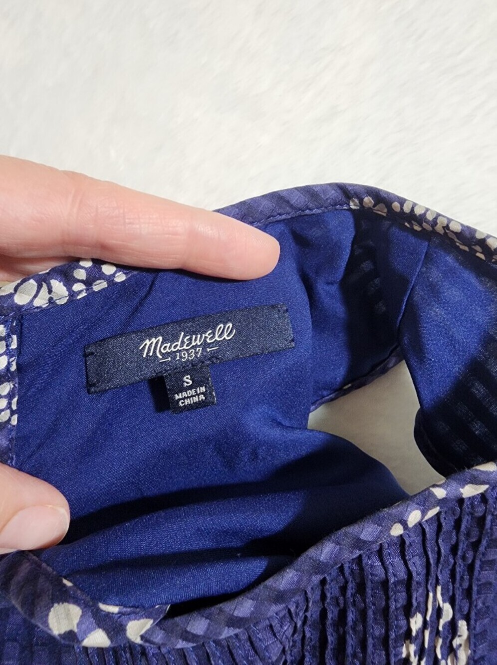 Madewell Skyscape Flower Stamp Shift Dress Blue Silk Cotton Blend Size Small - Picture 13 of 14